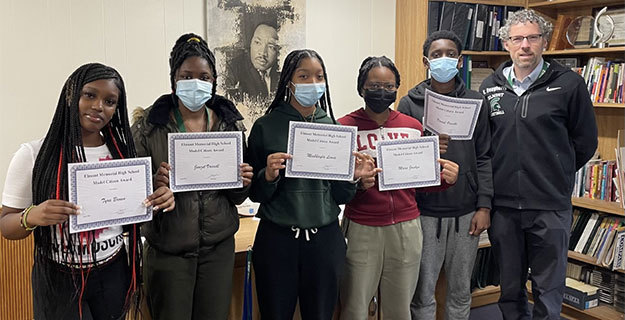 Tyra Brown, Michkayla Lewis, Meah Turnier, Marie Jocelyn Holding Awards