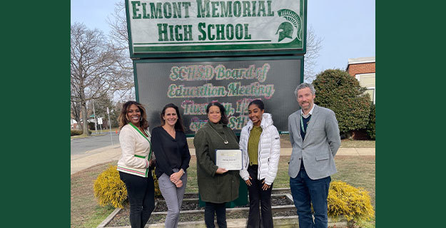 Elmont Memorial High School student Britney Bennett With Staff Members