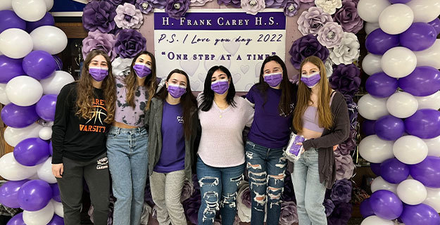 Students from Frank Carey HS Wearing Purple