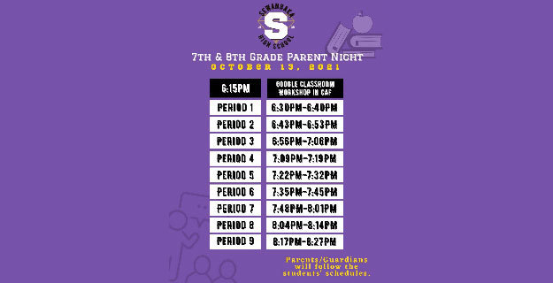 7th and 8th Grade Parent Night Schedule
