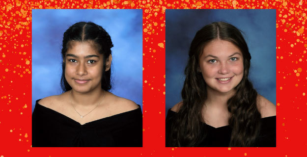 Gagandeep Kaur and Meaghan Kilcarr as the valedictorian and salutatorian