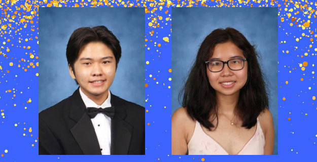 Laurence Lai and Emma Ouyang as the valedictorian and salutatorian
