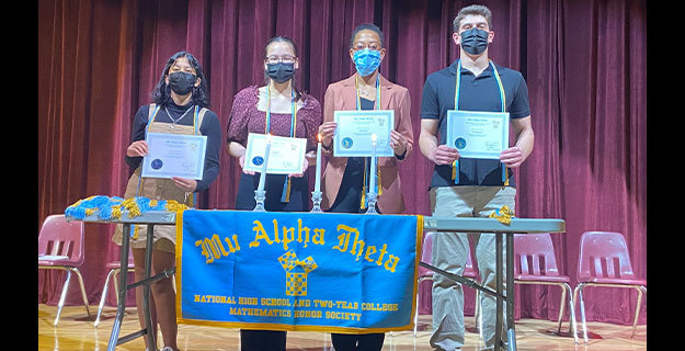 New members of the Mu Alpha Theta Honor Society Holding Awards