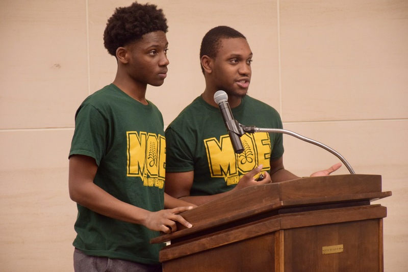 Elmont Memorial High School students Nicholos Sylvester and Terrell Lewis